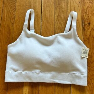 Aerie White Ribbed Bralette with Adjustable Straps